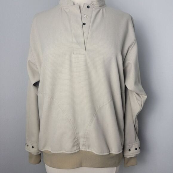 Khaki Houndstooth Pattern Zero Restriction Golf Outerwear Windwear Pullover - Picture 4 of 14